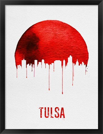 Framed Tulsa Skyline Red Print