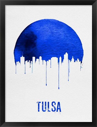 Framed Tulsa Skyline Blue Print