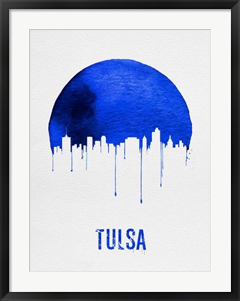 Framed Tulsa Skyline Blue Print