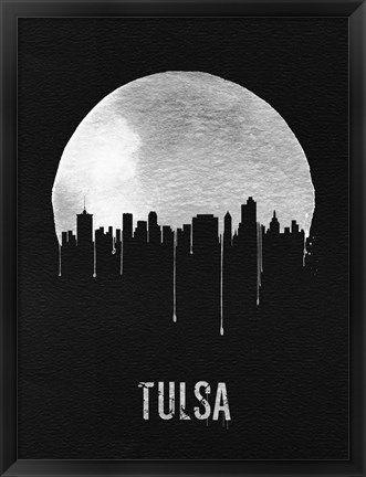 Framed Tulsa Skyline Black Print