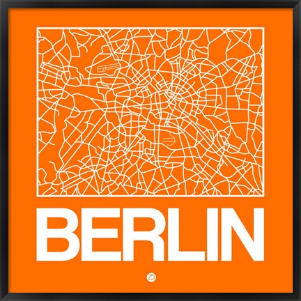 Framed Orange Map of Berlin Print