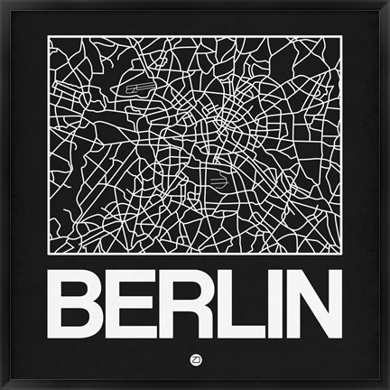 Framed Black Map of Berlin Print