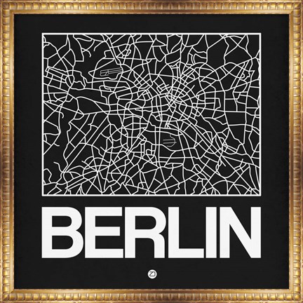 Framed Black Map of Berlin Print