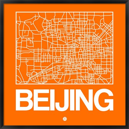 Framed Orange Map of Beijing Print