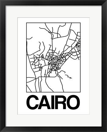 Framed White Map of Cairo Print