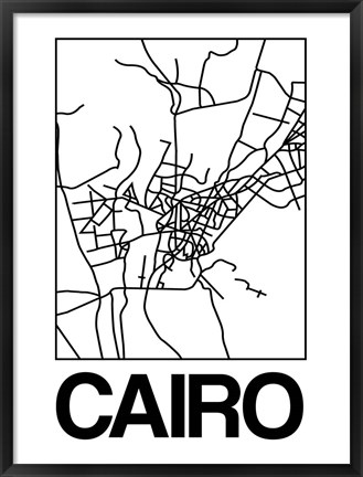 Framed White Map of Cairo Print