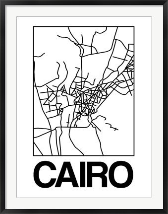 Framed White Map of Cairo Print