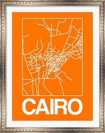 Framed Orange Map of Cairo Print