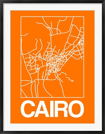 Framed Orange Map of Cairo Print