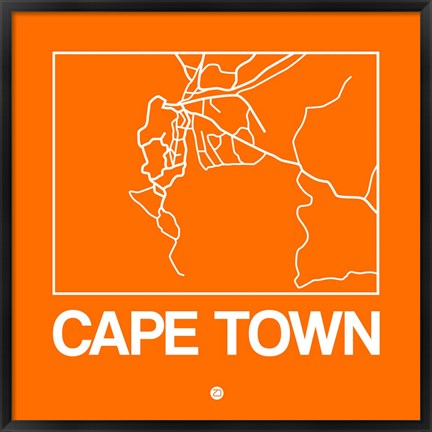 Framed Orange Map of Cape Town Print