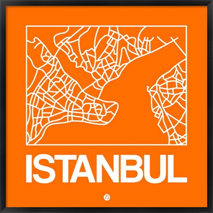 Framed Orange Map of Istanbul Print