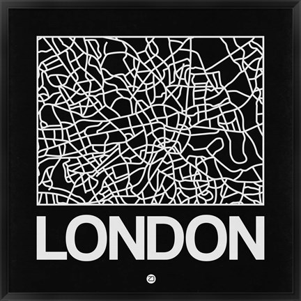 Framed Black Map of London Print