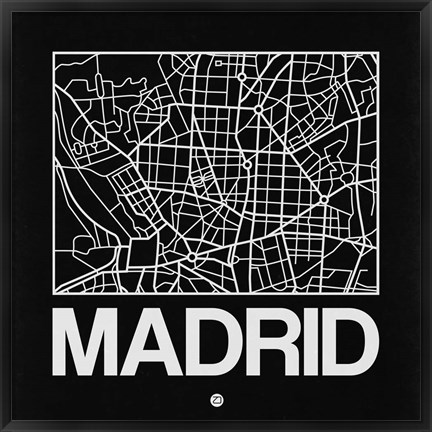 Framed Black Map of Madrid Print