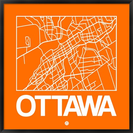 Framed Orange Map of Ottawa Print