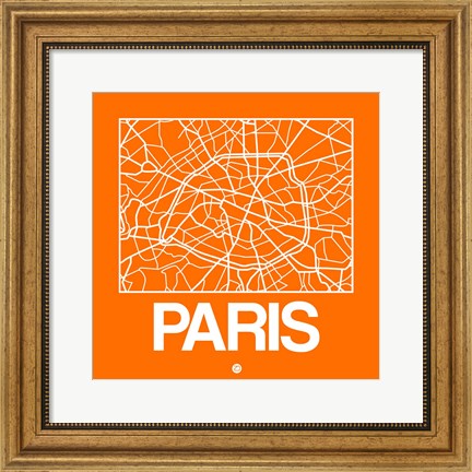 Framed Orange Map of Paris Print