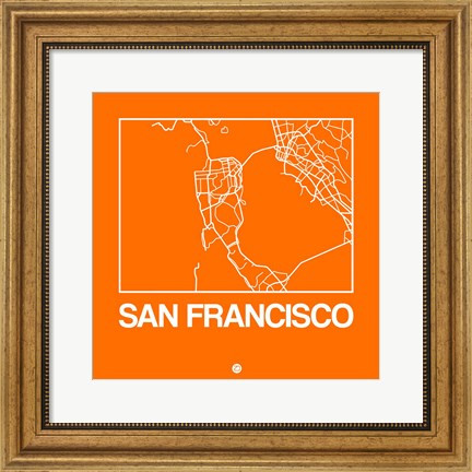 Framed Orange Map of San Francisco Print