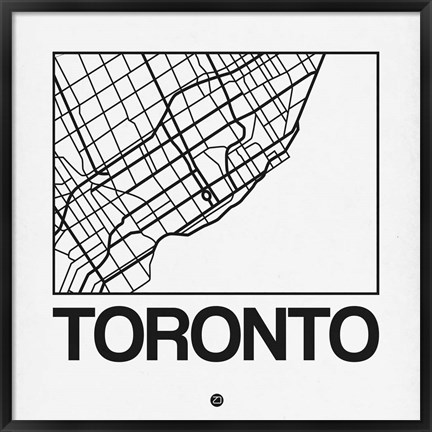 Framed White Map of Toronto Print