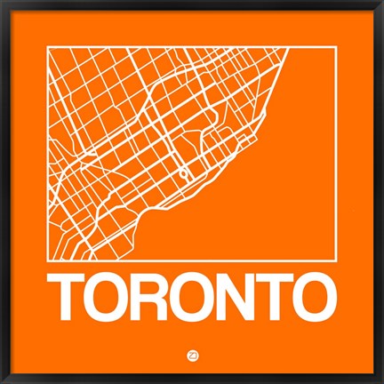 Framed Orange Map of Toronto Print