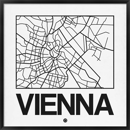 Framed White Map of Vienna Print