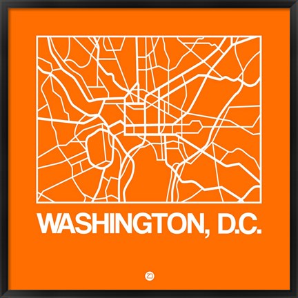 Framed Orange Map of Washington, D.C. Print