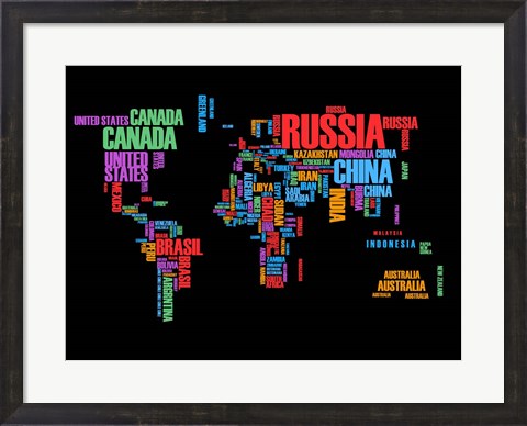 Framed Typography World Map 1 Print