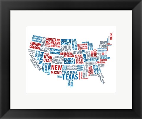 Framed Typography USA Map Print