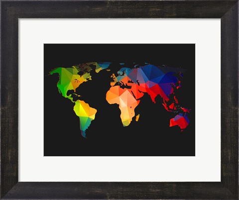 Framed World Wire Map 1 Print
