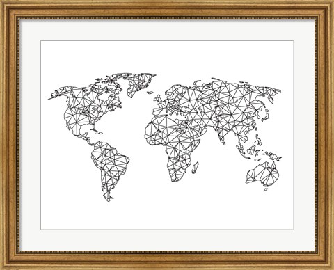 Framed World Wire Map 2 Print