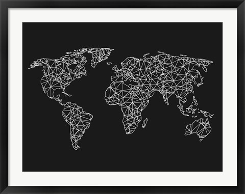 Framed World Wire Map 3 Print