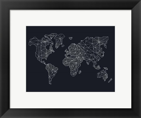 Framed World Wire Map 4 Print