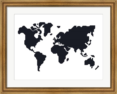 Framed World Map Stylized Print