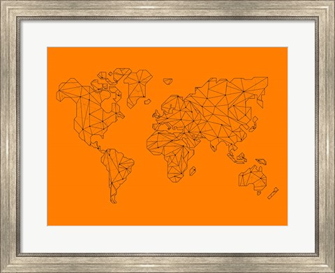 Framed World Map Orange 2 Print