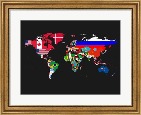 Framed World Map Contry Flags 1 Print