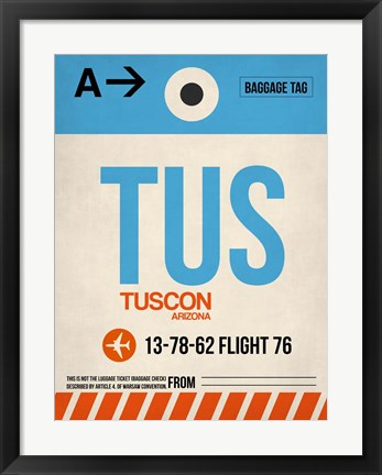 Framed TUS Tuscon Luggage Tag I Print