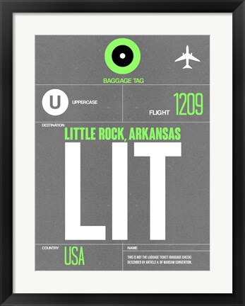 Framed LIT Little Rock Luggage Tag II Print