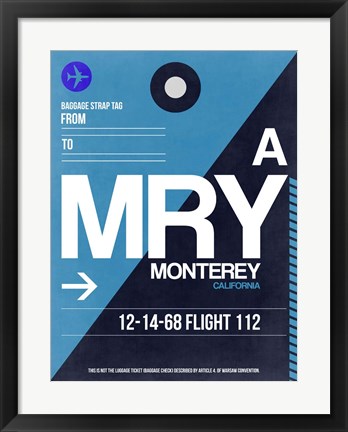 Framed MRY Monterey Luggage Tag II Print