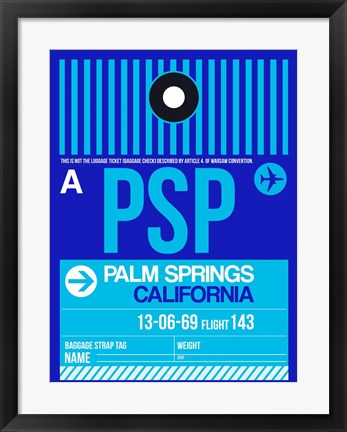 Framed PSP Palm Springs Luggage Tag II Print