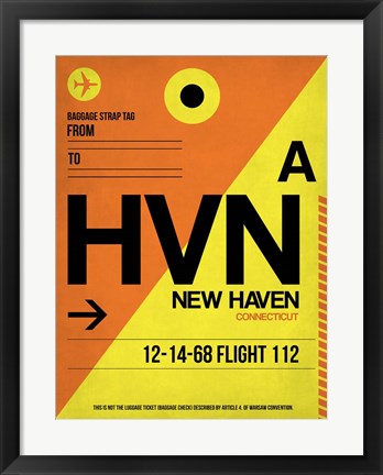 Framed HVN New Haven Luggage Tag I Print