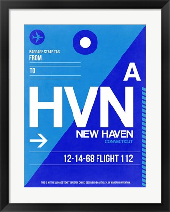 Framed HVN New Haven Luggage Tag II Print