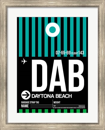 Framed DAB Daytona Beach Luggage Tag II Print