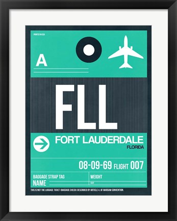 Framed FLL Fort Lauderdale Luggage Tag II Print