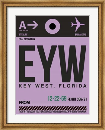 Framed EYW Key West Luggage Tag I Print