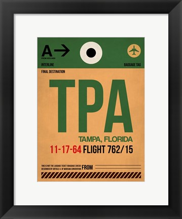 Framed TPA Tampa Luggage Tag I Print