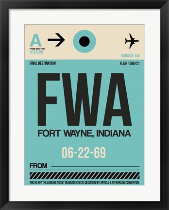 Framed FWA Fort Wayne Luggage Tag I Print