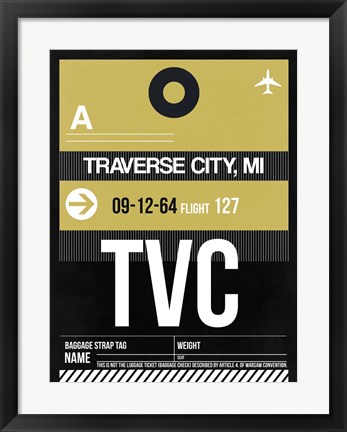 Framed TVC Traverse City Luggage Tag II Print