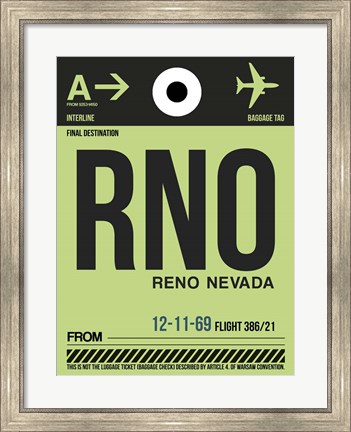 Framed RNO Reno Luggage Tag I Print