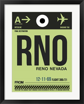 Framed RNO Reno Luggage Tag I Print