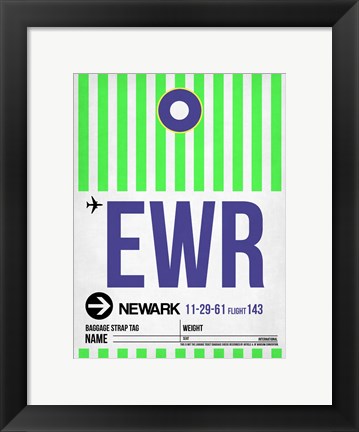 Framed EWR Newark Luggage Tag I Print