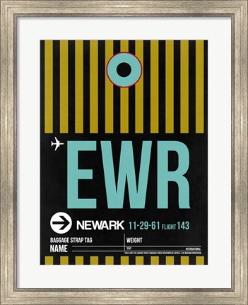 Framed EWR Newark Luggage Tag II Print