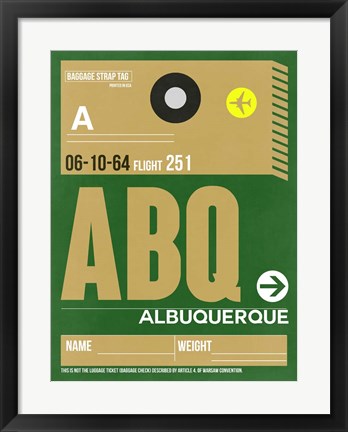 Framed ABQ Albuquerque Luggage Tag I Print